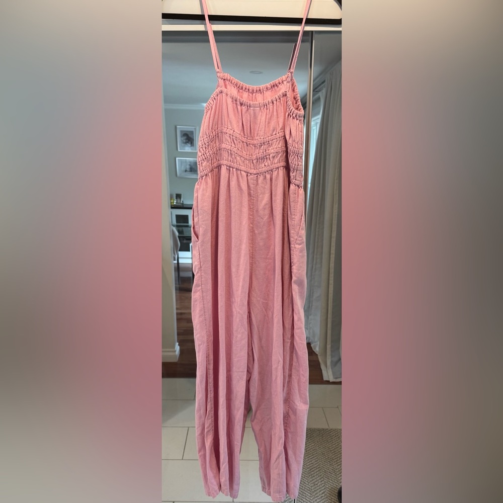 Old Navy Waist Defining Linen Blend Pink Jumpsuit - Picture 4 of 6